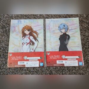 Bandai Evangelion Asuka Rei Clear File Folders NEW